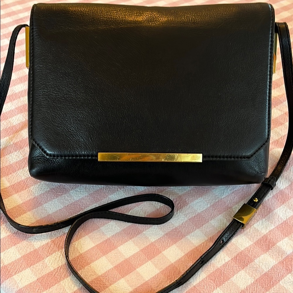 Vintage J. Crew Black Leather Crossbody Bag